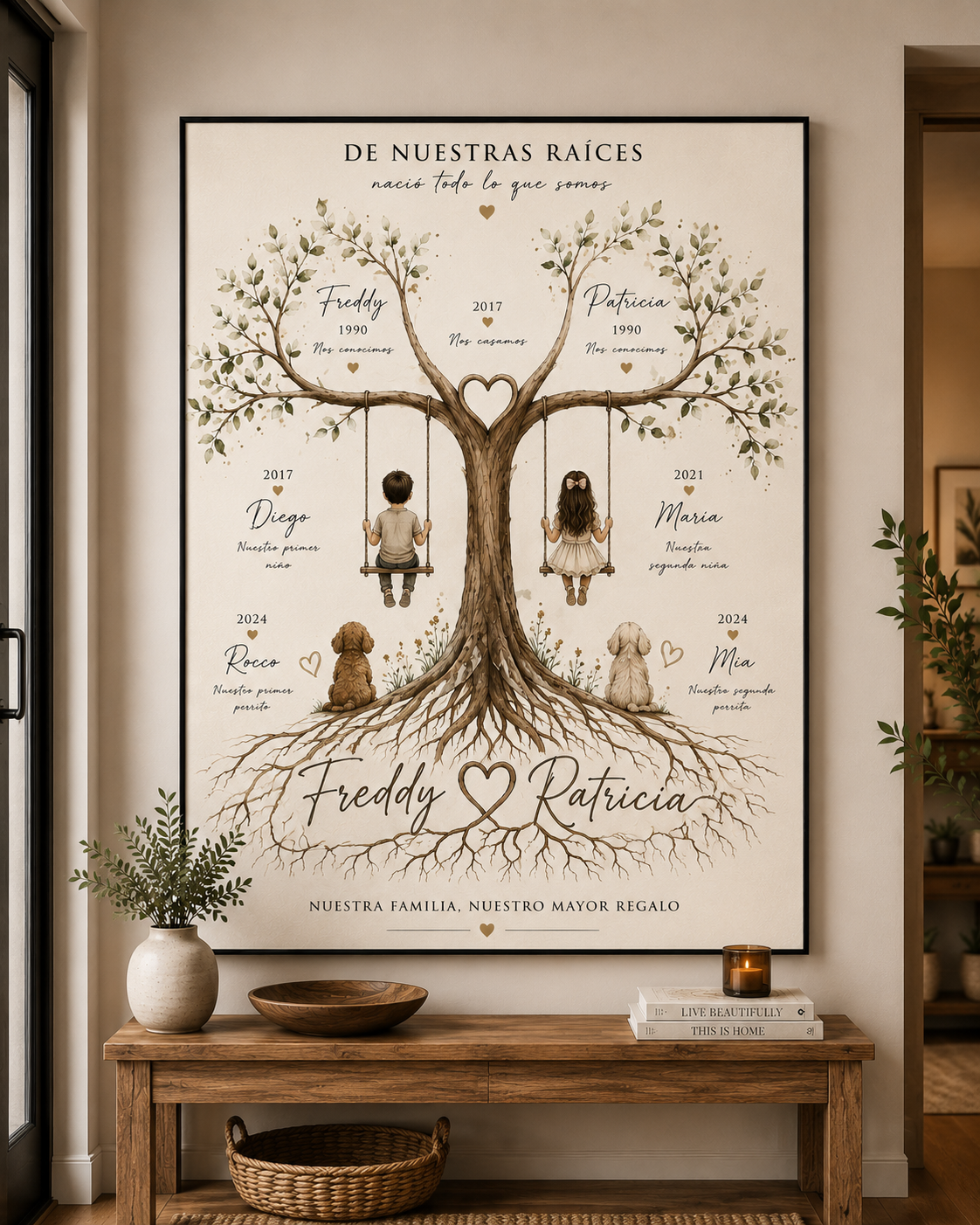 Cuadro Árbol Genealógico Familiar Personalizado - Diseño Personalizado