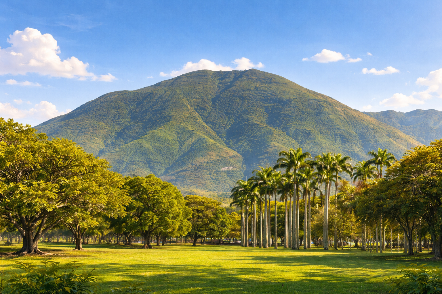 Cuadro El Ávila desde Caracas. Paisaje venezolano natural y luminoso