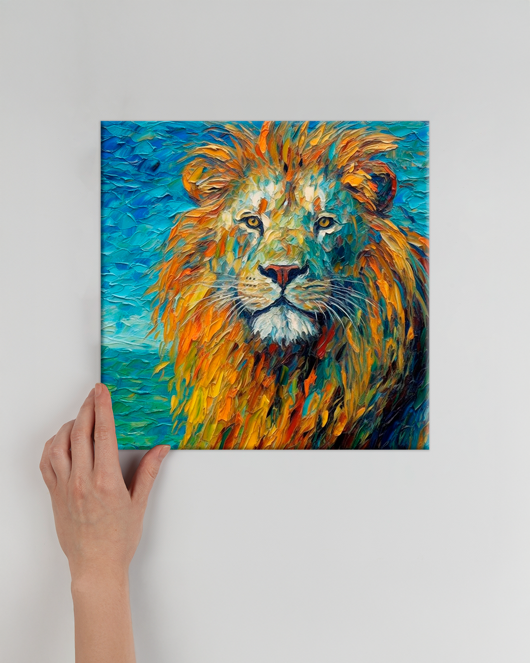 Cuadro león al estilo Van Gogh