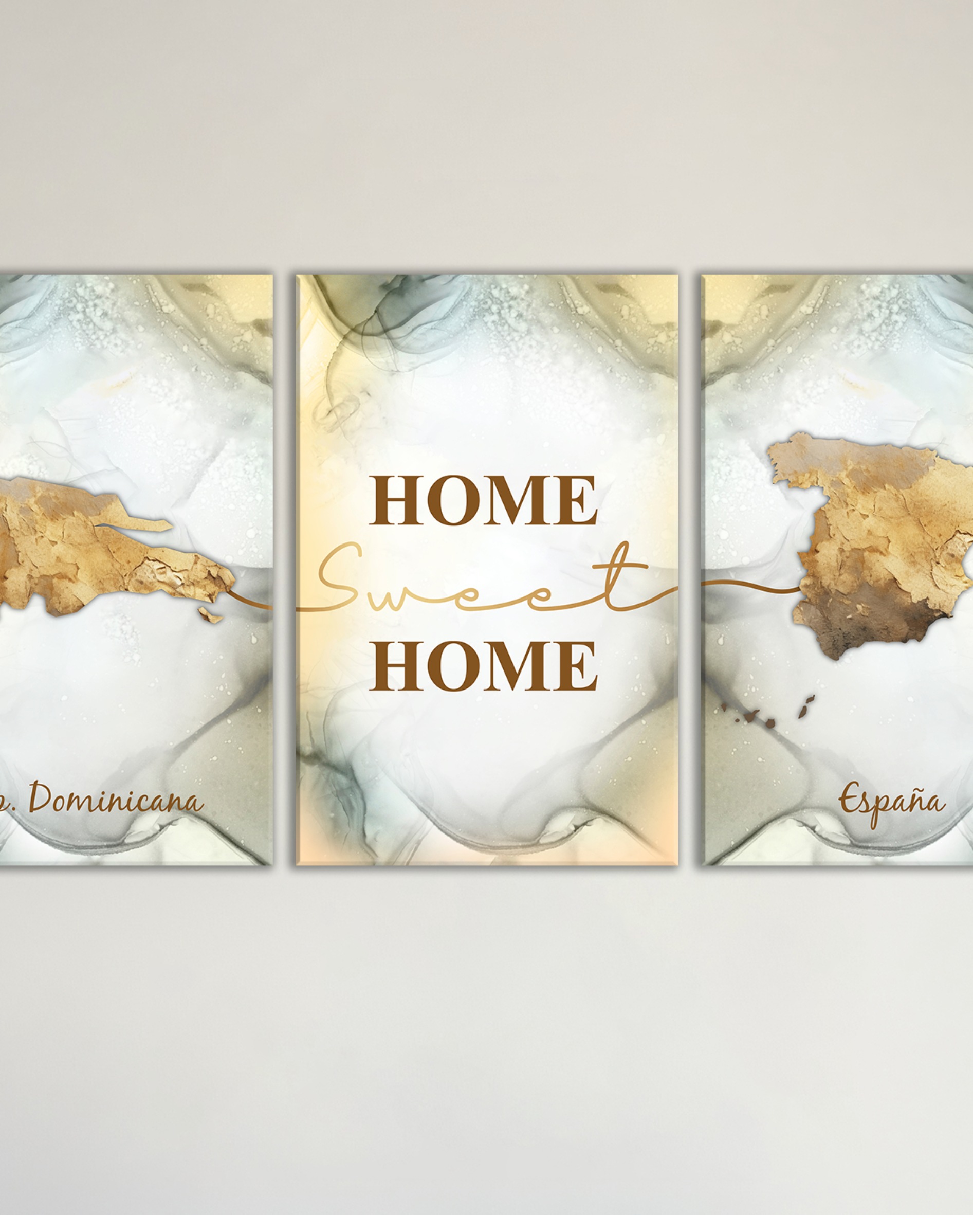 Cuadro con mapas personalizados "home sweet home" – Conexión entre dos lugares especiales