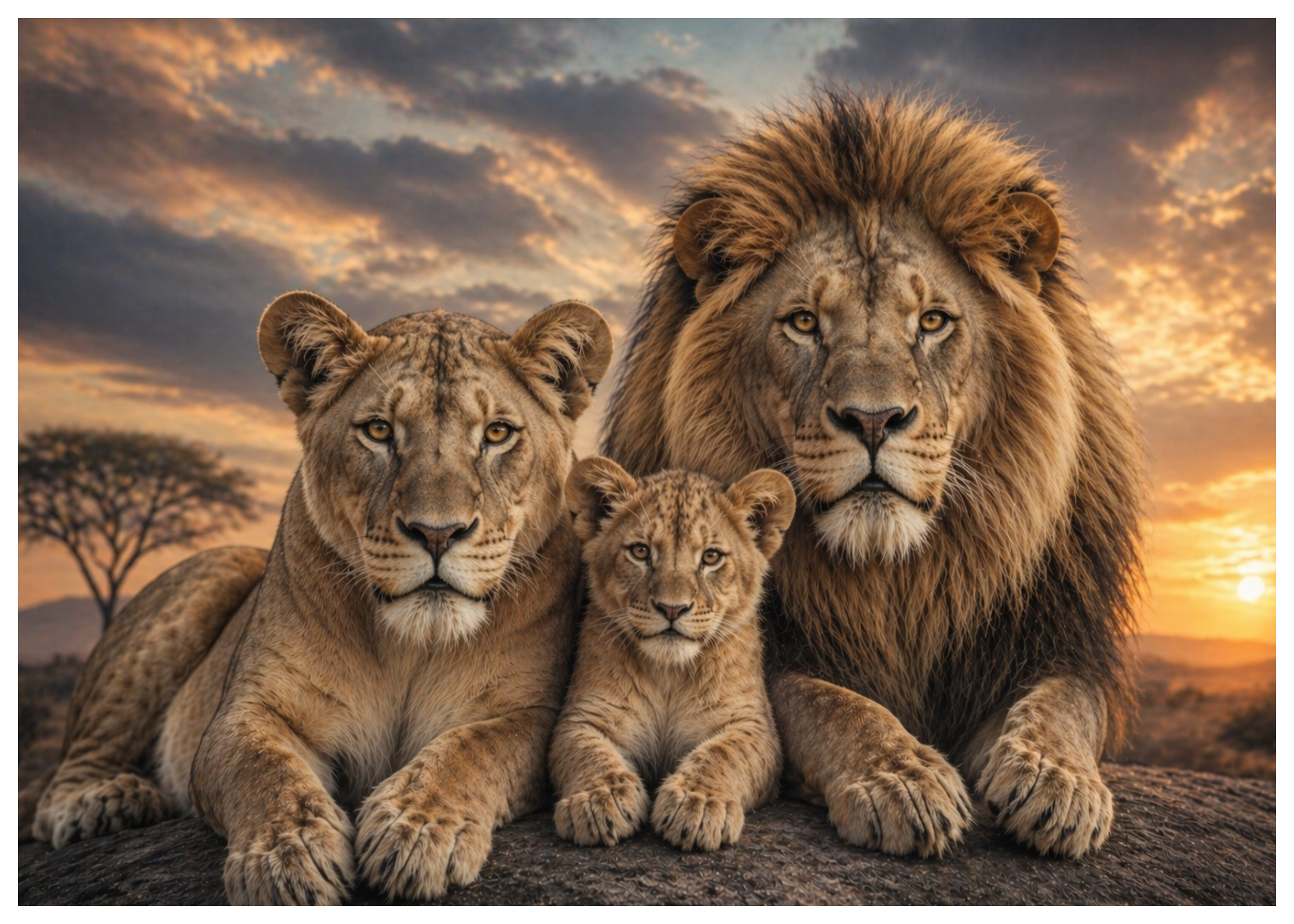 Cuadro Decorativo de Familia de Leones | Unión, Fortaleza y Amor