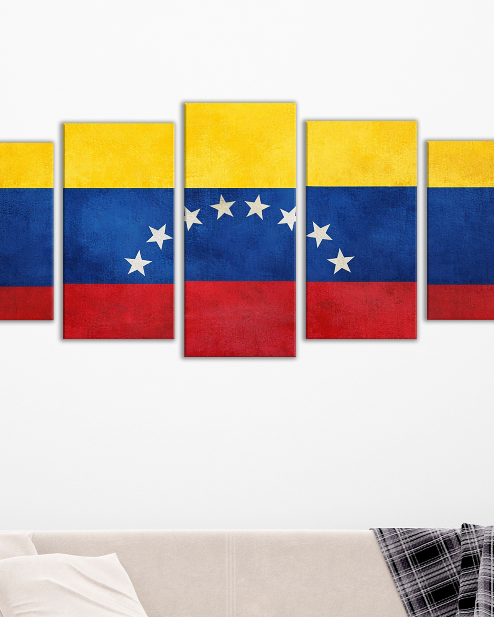 Bandera de Venezuela en 5 Piezas – Cuadro Decorativo Venezuela