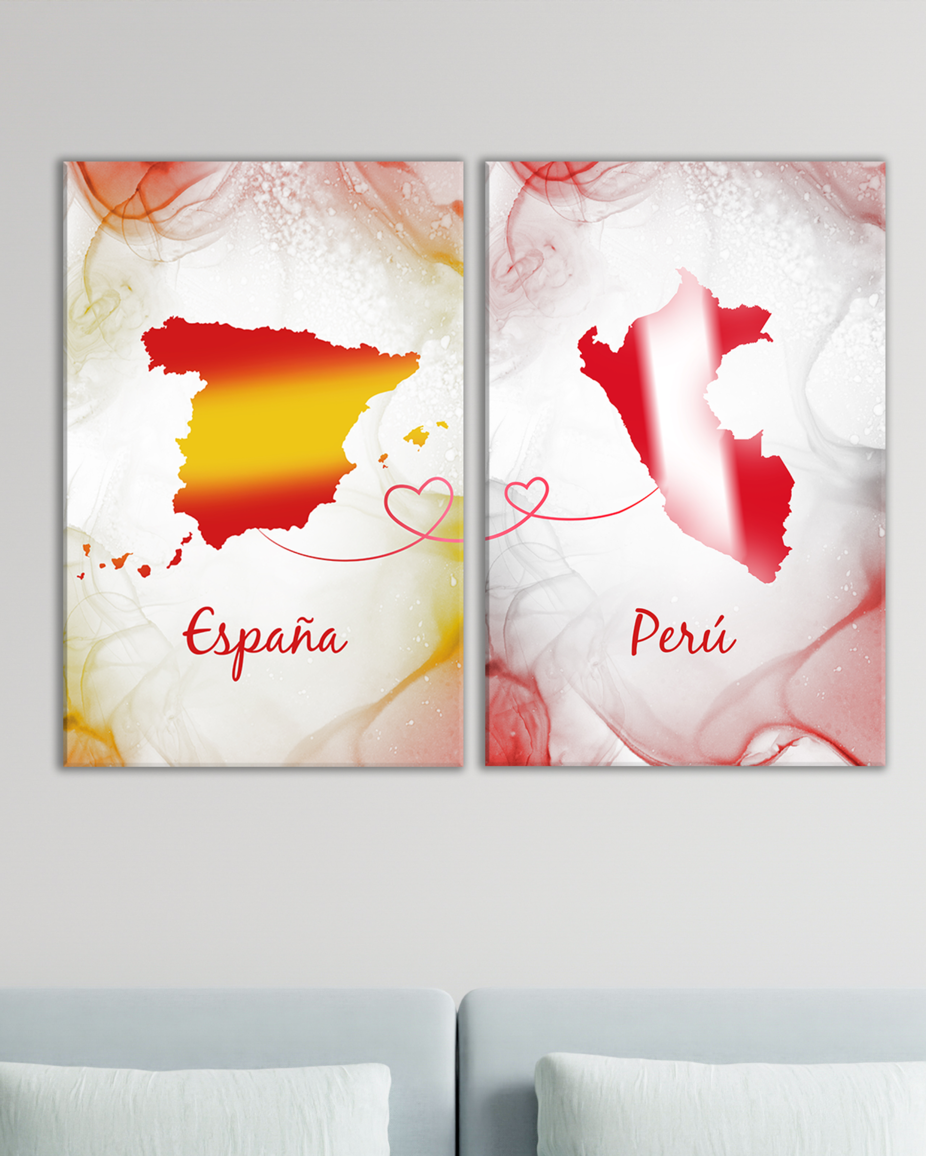 Cuadro España y Perú – Mapas Unidos con Corazón