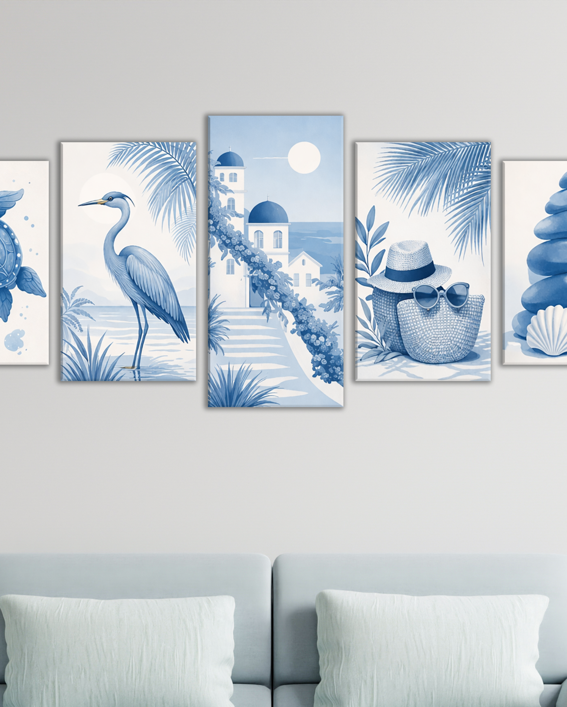 Set Mediterráneo Azul – Cuadros Decorativos de Playa, Naturaleza y Relax
