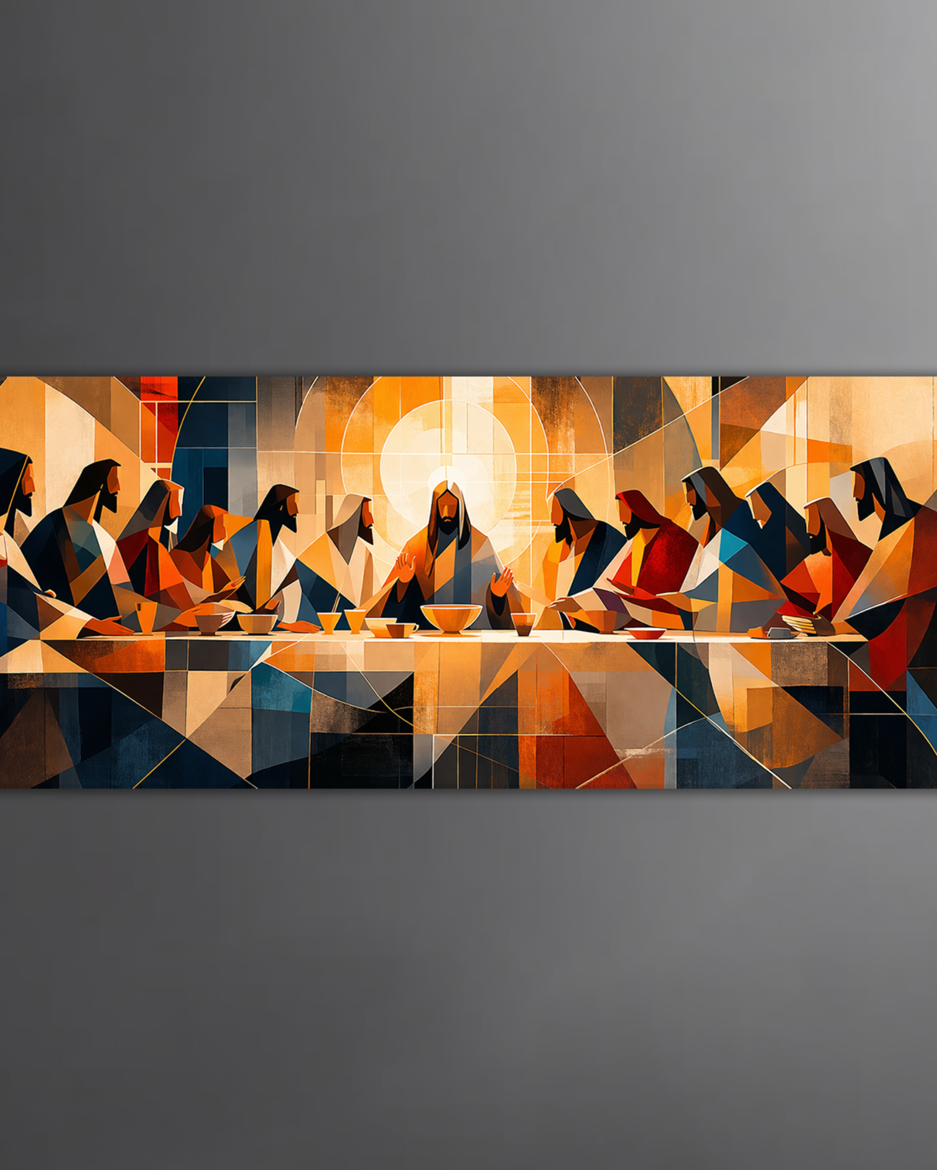 La Última Cena Moderna – Cuadro Religioso Horizontal en Estilo Geométrico
