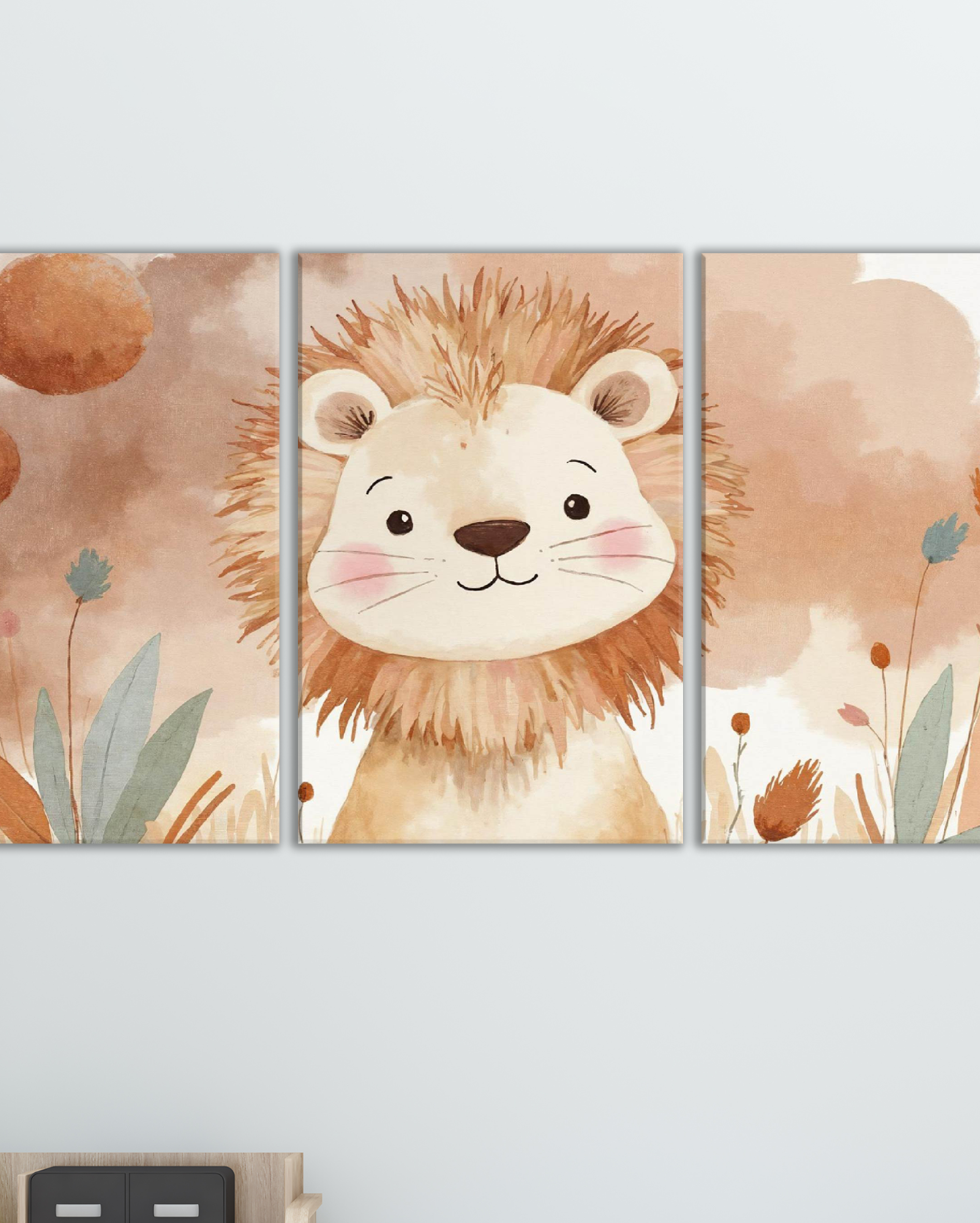 Cuadro infantil de león para habitación de niños – Decoración dulce y original