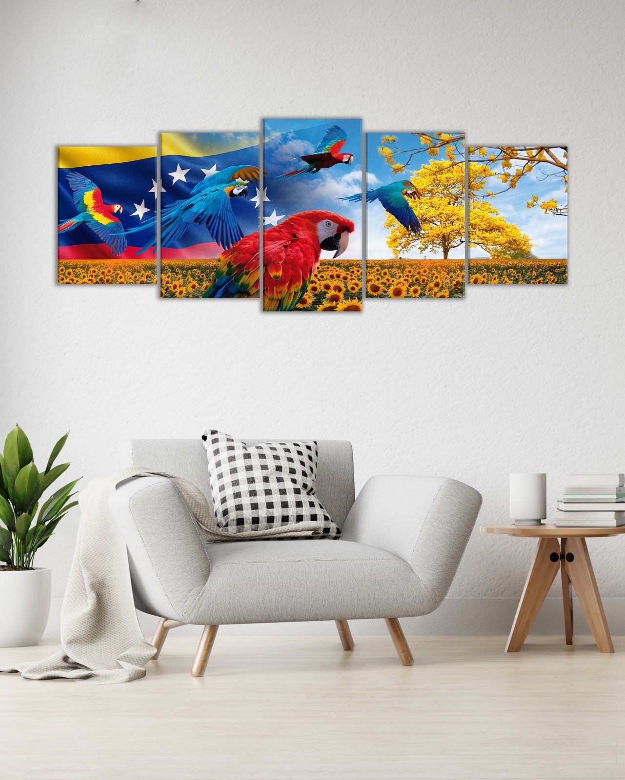 Cuadro de Guacamayas y Paisajes de Venezuela
