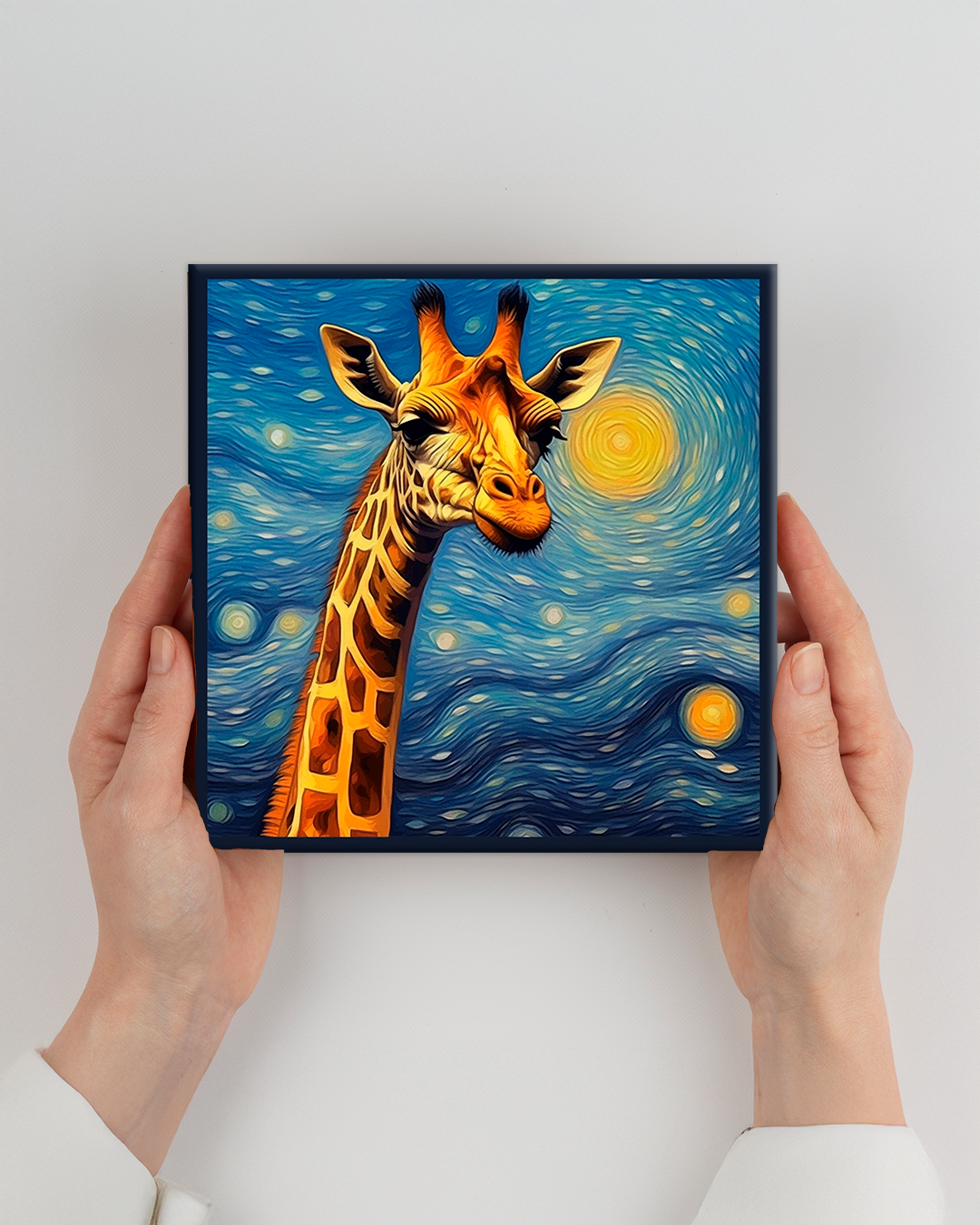 Jirafa ilustrada al estilo Van Gogh