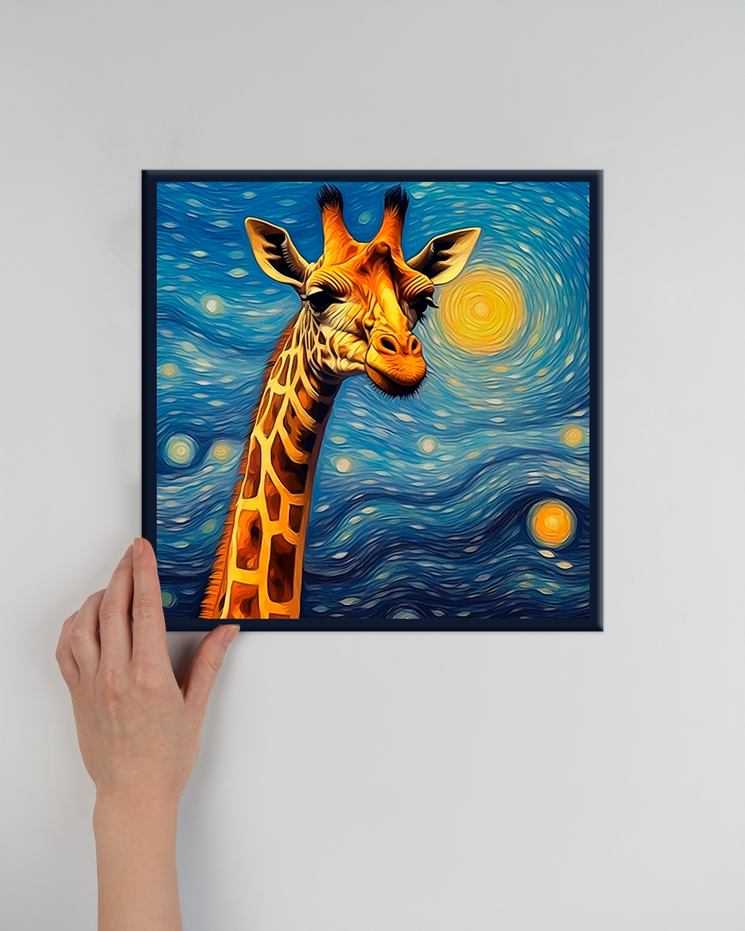 Jirafa ilustrada al estilo Van Gogh