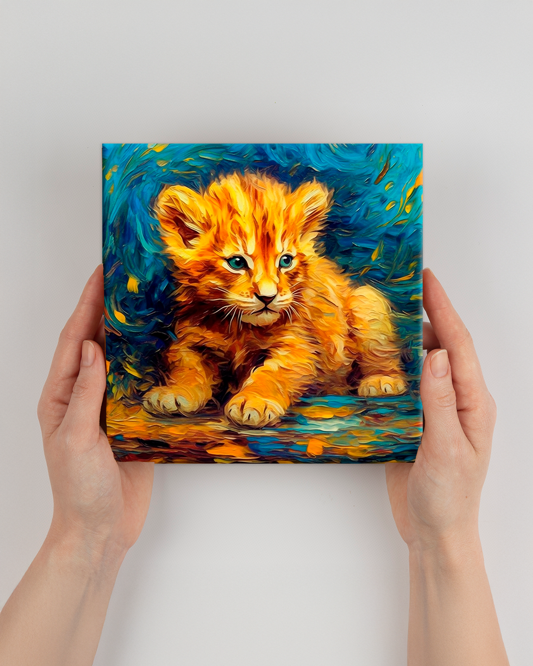León bebé al estilo Van Gogh