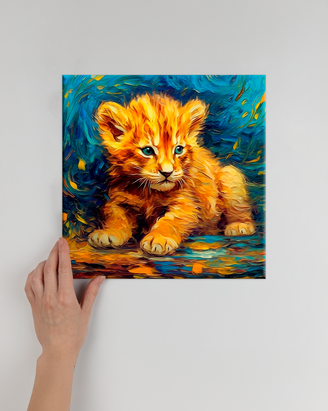 León bebé al estilo Van Gogh