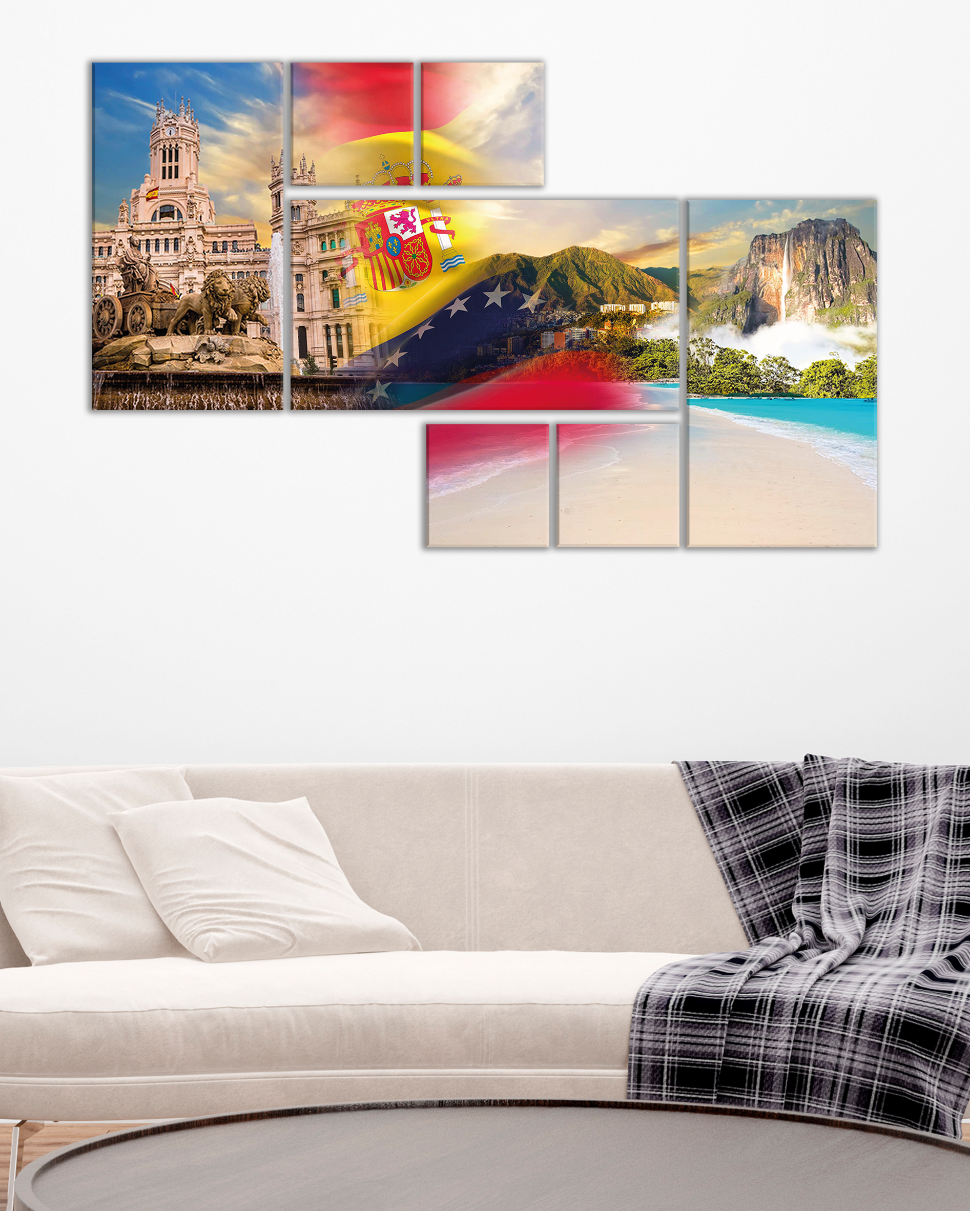 Cuadro España y Venezuela Cibeles, Ávila y Salto Ángel en Arte Decorativo