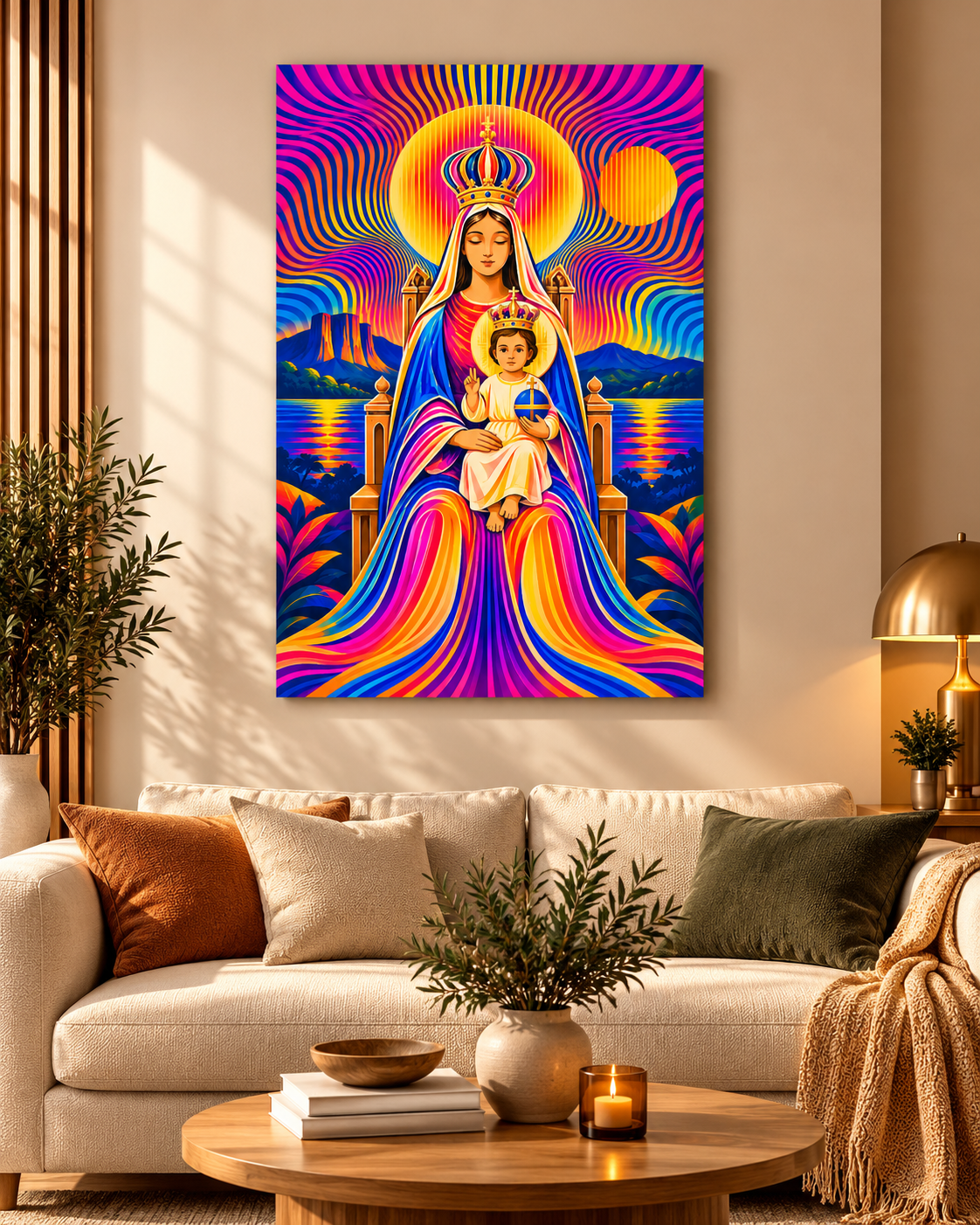 Cuadro Virgen de Coromoto Moderna – Arte Religioso Venezolano Multicolor
