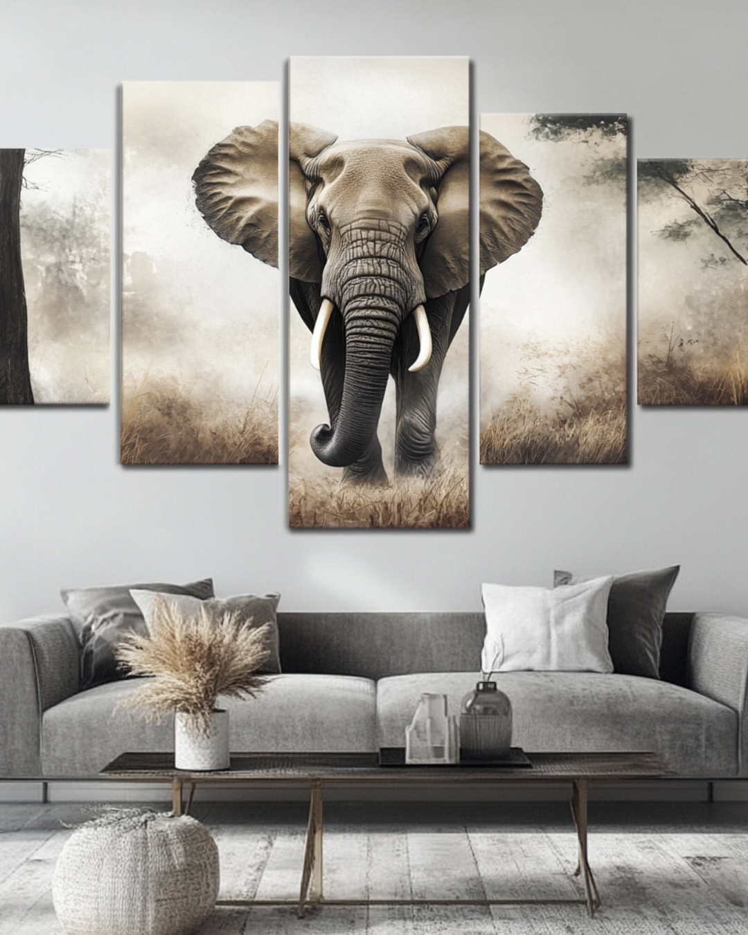 Cuadro decorativo de elefante, Arte salvaje para salón moderno