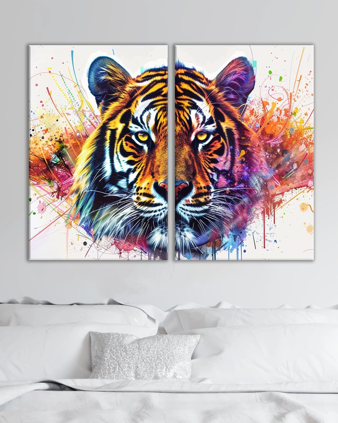 Cuadro Decorativo de Tigre Colorido, Arte Animal Moderno para Dormitorio