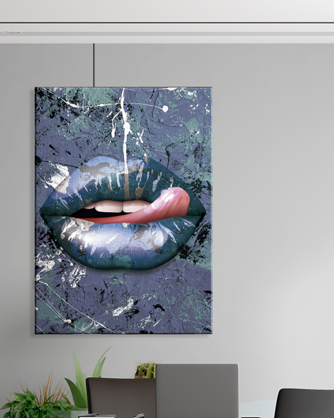 Cuadro decorativo de labios en estilo urbano