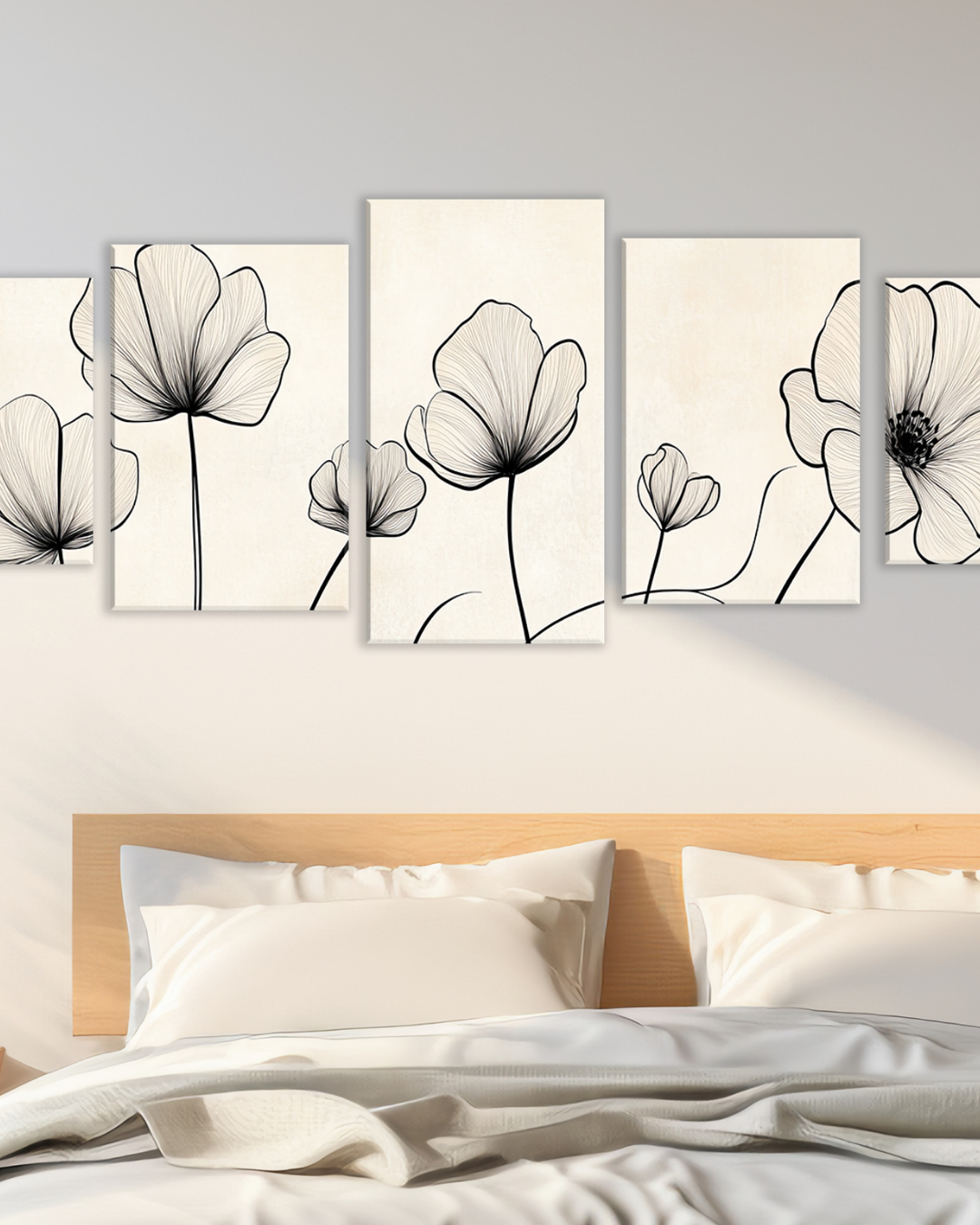 Cuadro floral minimalista en blanco y negro
