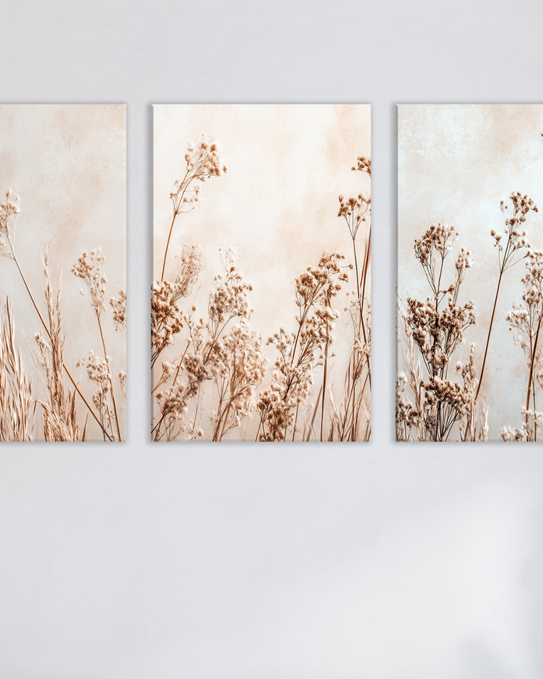 Cuadro decorativo de flores silvestres en tonos beige