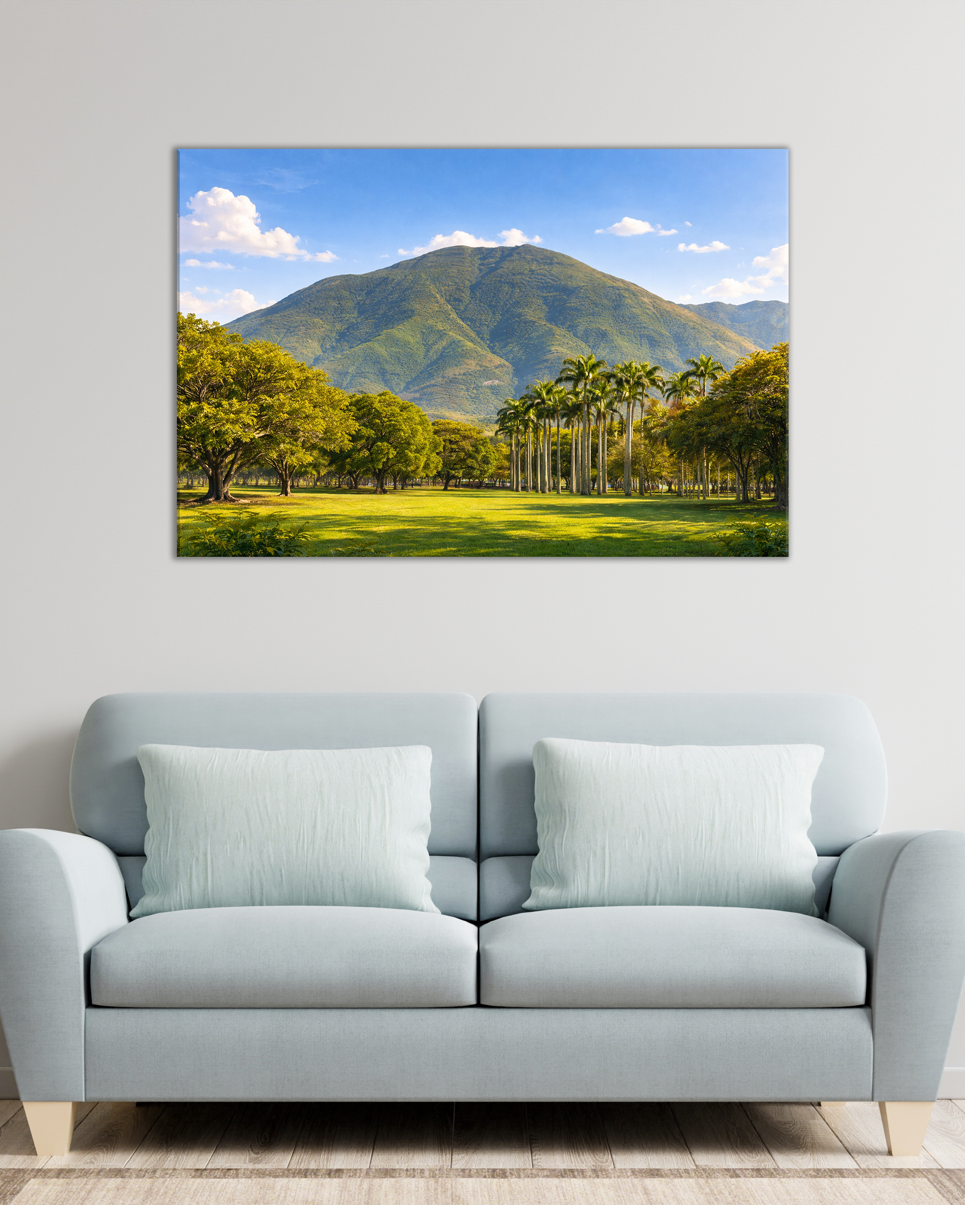 Cuadro El Ávila desde Caracas. Paisaje venezolano natural y luminoso