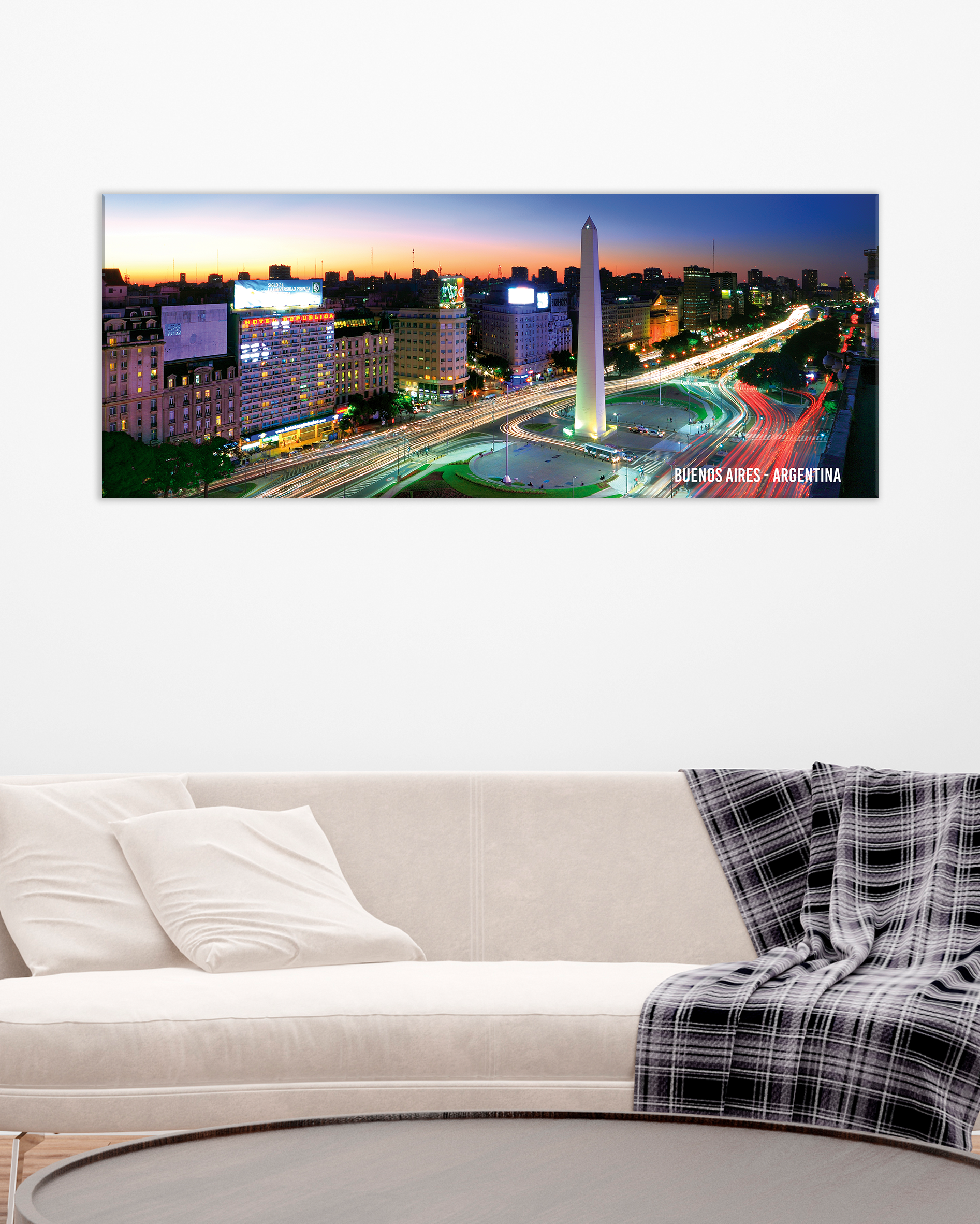 Cuadro decorativo panorámico de Buenos Aires – Obelisco al anochecer