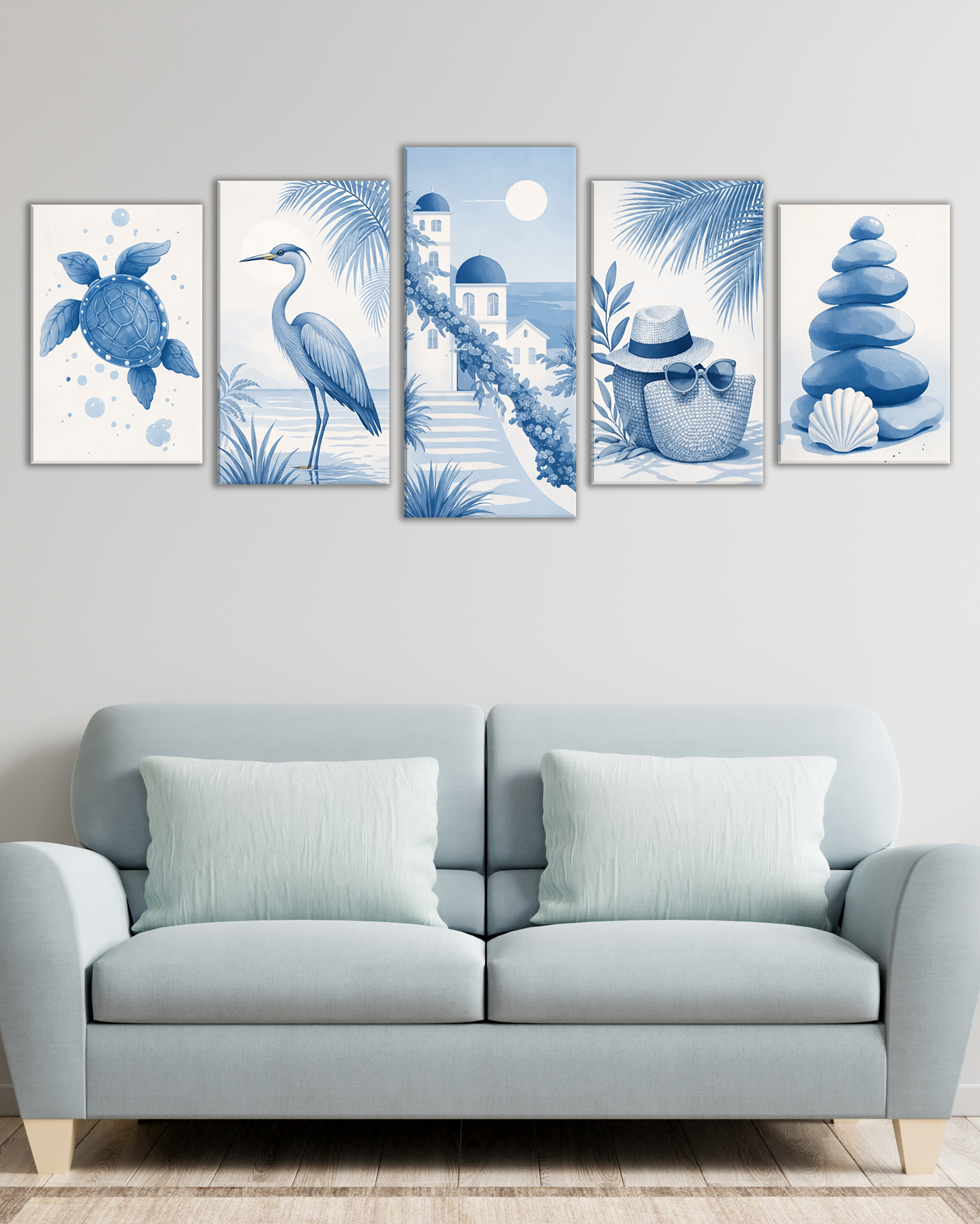 Set Mediterráneo Azul – Cuadros Decorativos de Playa, Naturaleza y Relax