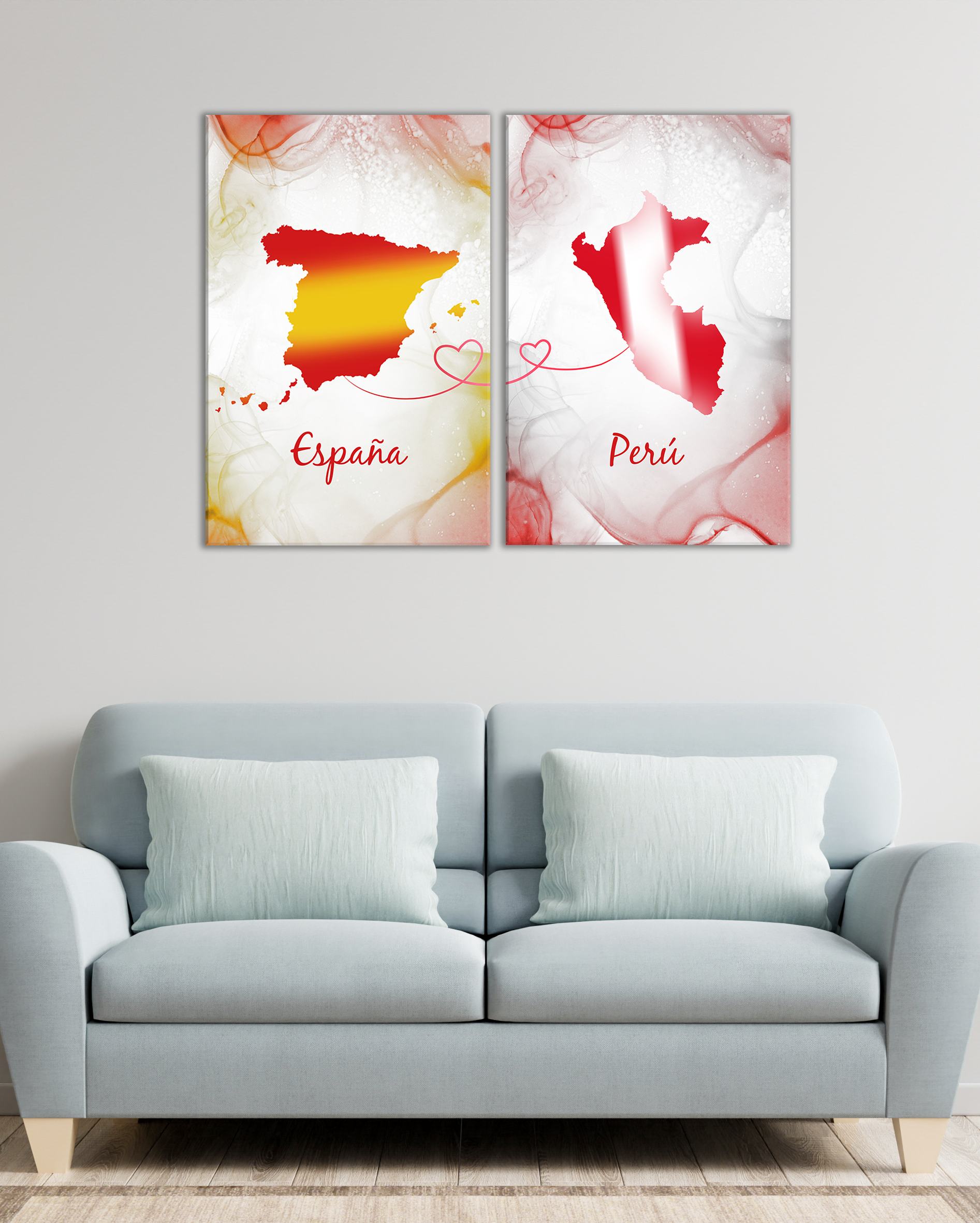 Cuadro España y Perú – Mapas Unidos con Corazón