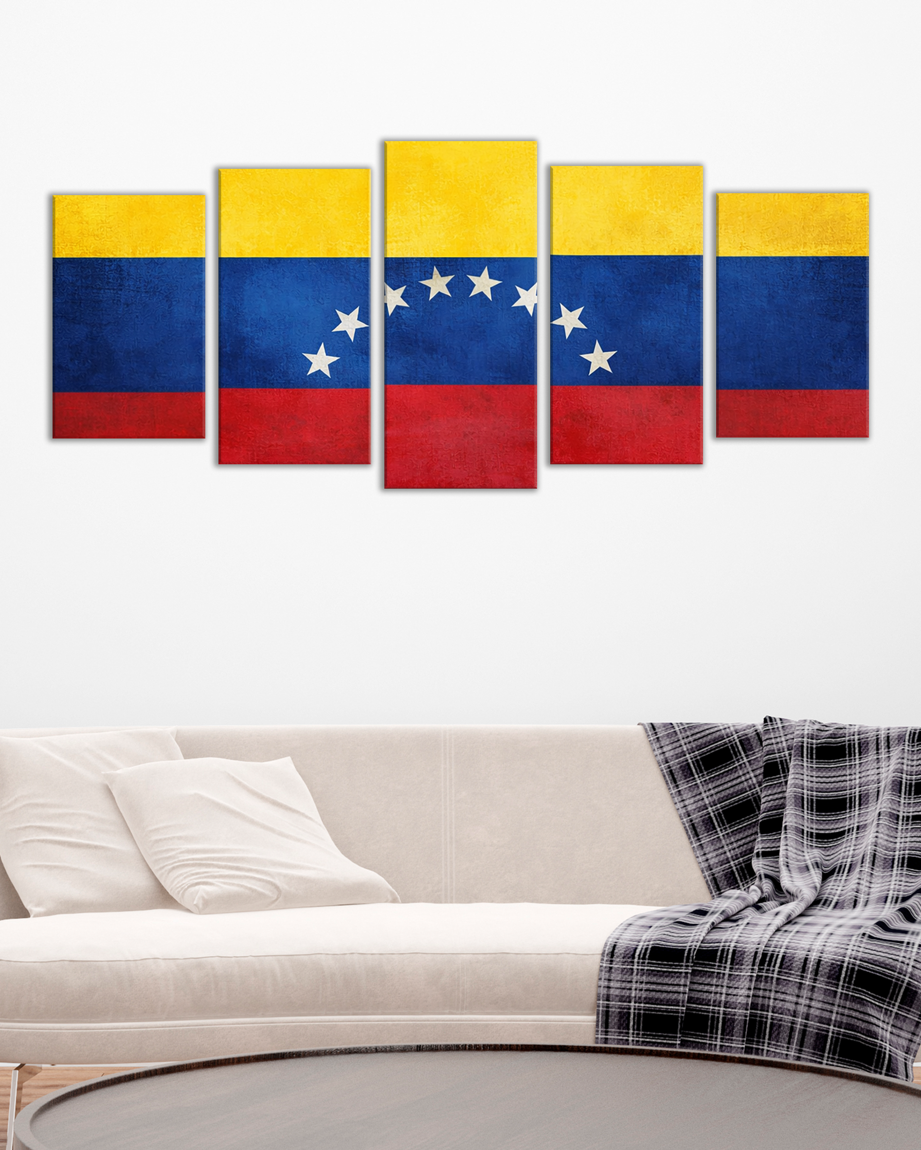 Bandera de Venezuela en 5 Piezas – Cuadro Decorativo Venezuela