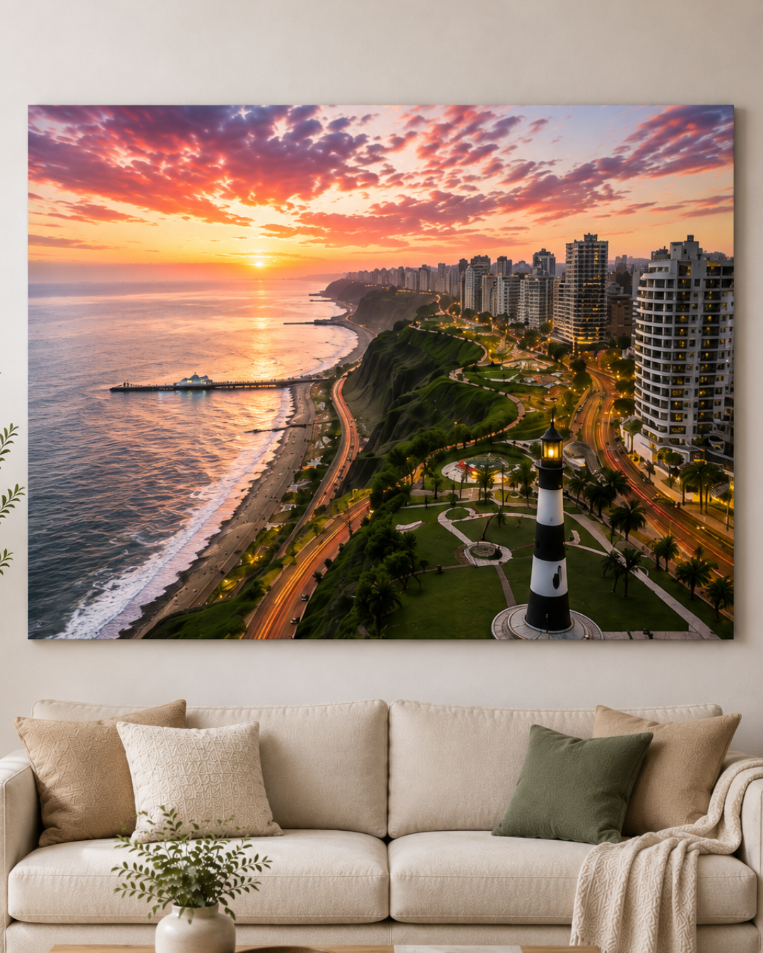 Cuadro de Miraflores Lima al atardecer – Paisaje Peru