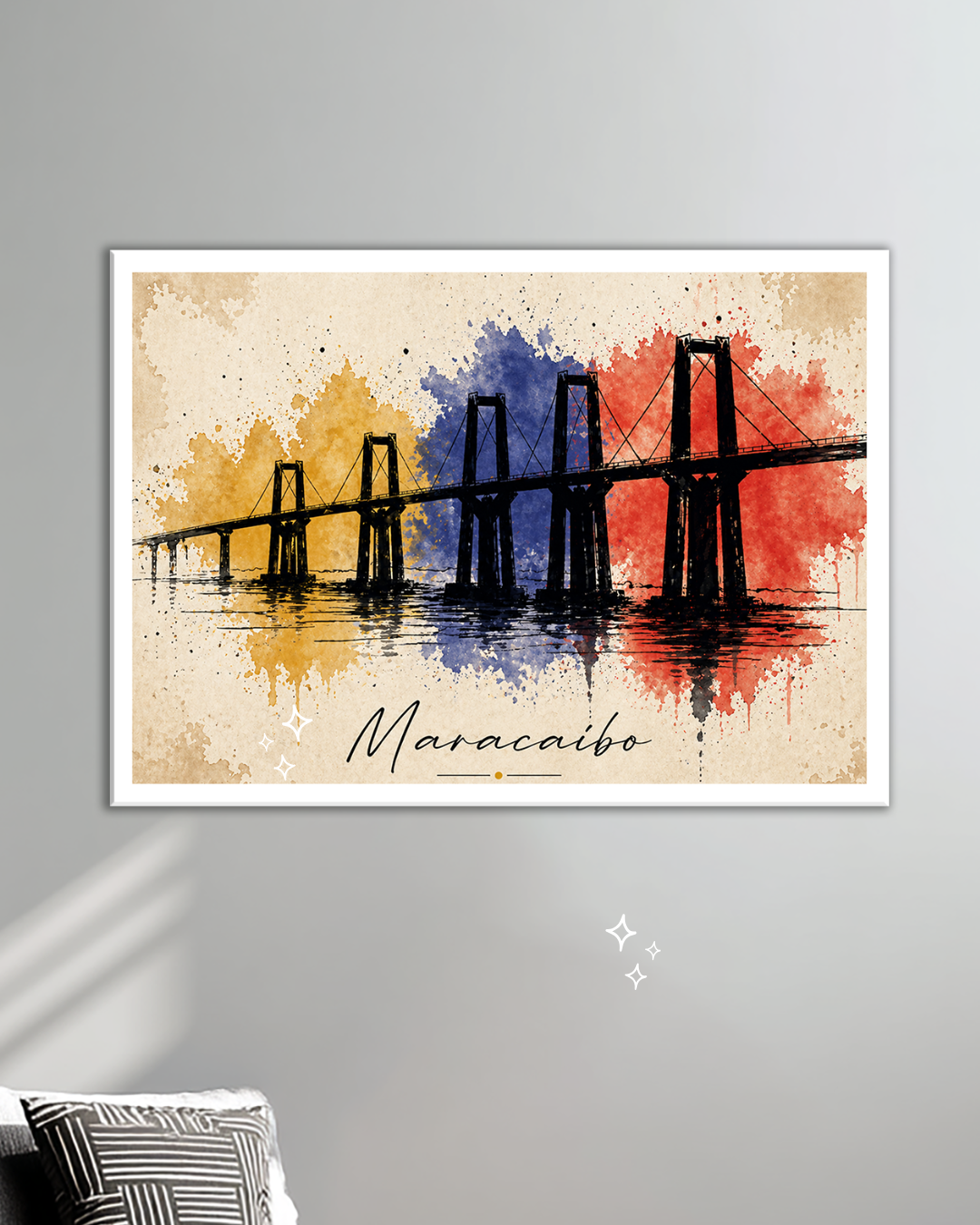 Cuadro del Puente sobre el Lago de Maracaibo – Arte Acuarela Moderna