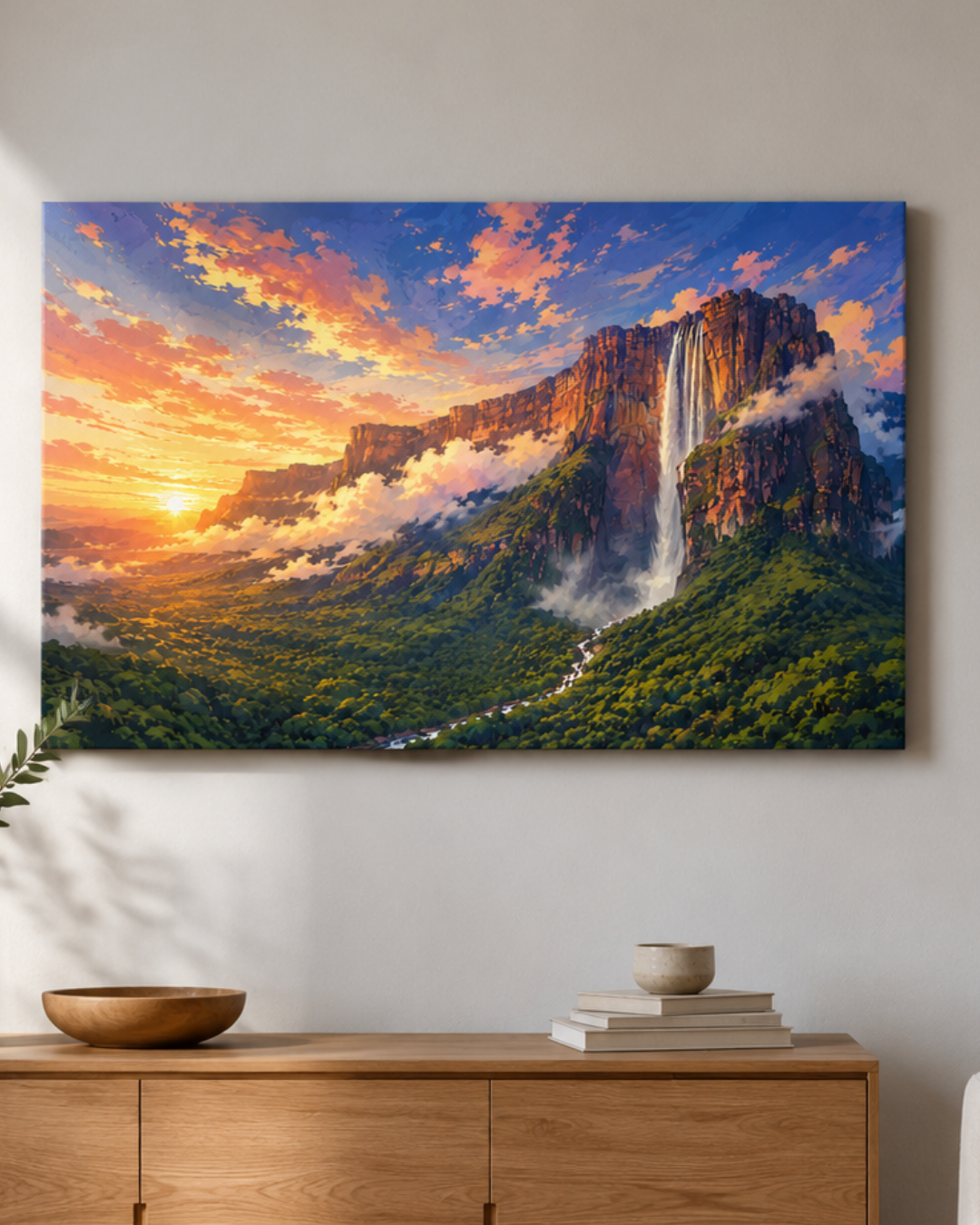 Salto Ángel al Atardecer – Cuadro Decorativo de Paisaje Venezolano
