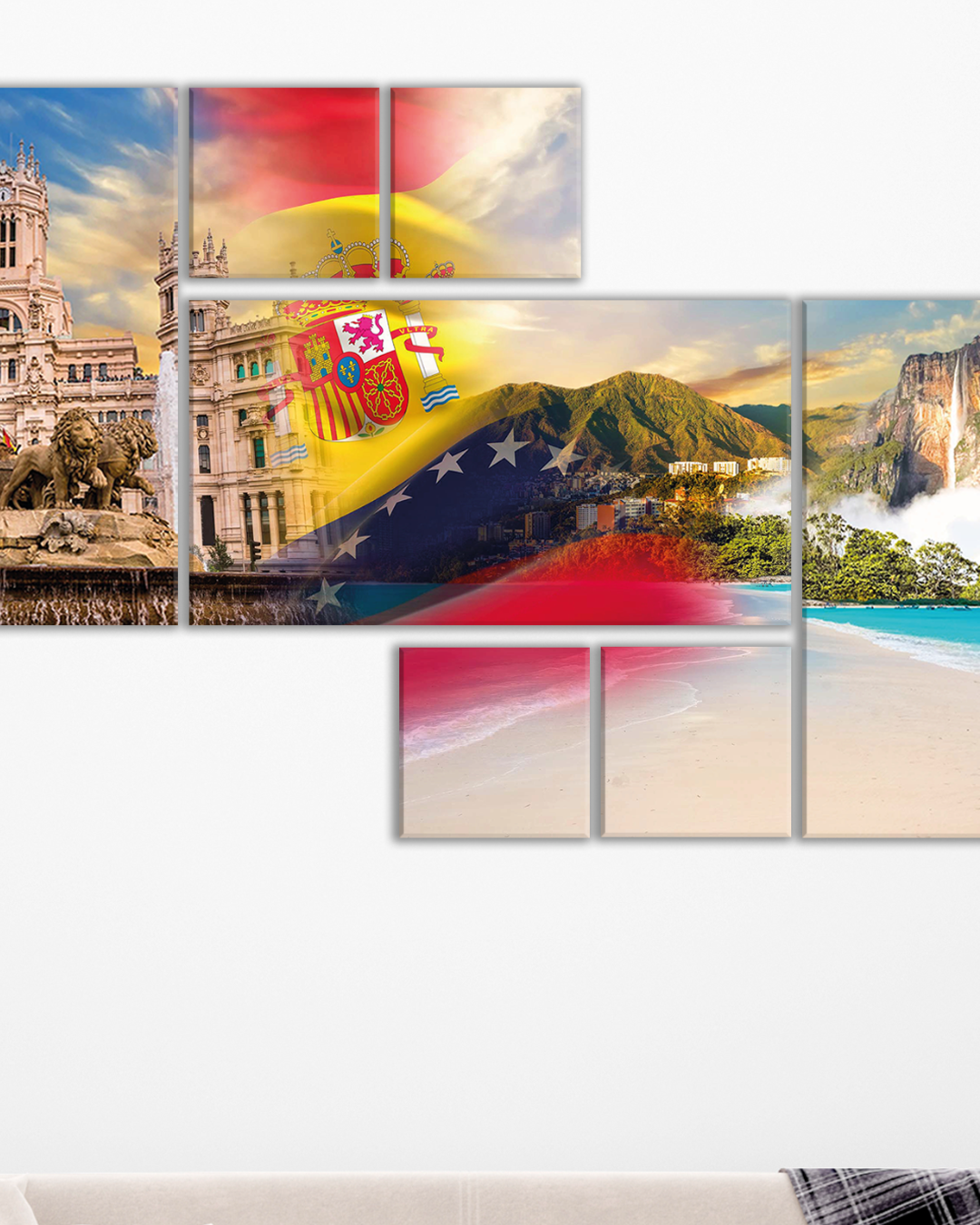 Cuadro España y Venezuela Cibeles, Ávila y Salto Ángel en Arte Decorativo