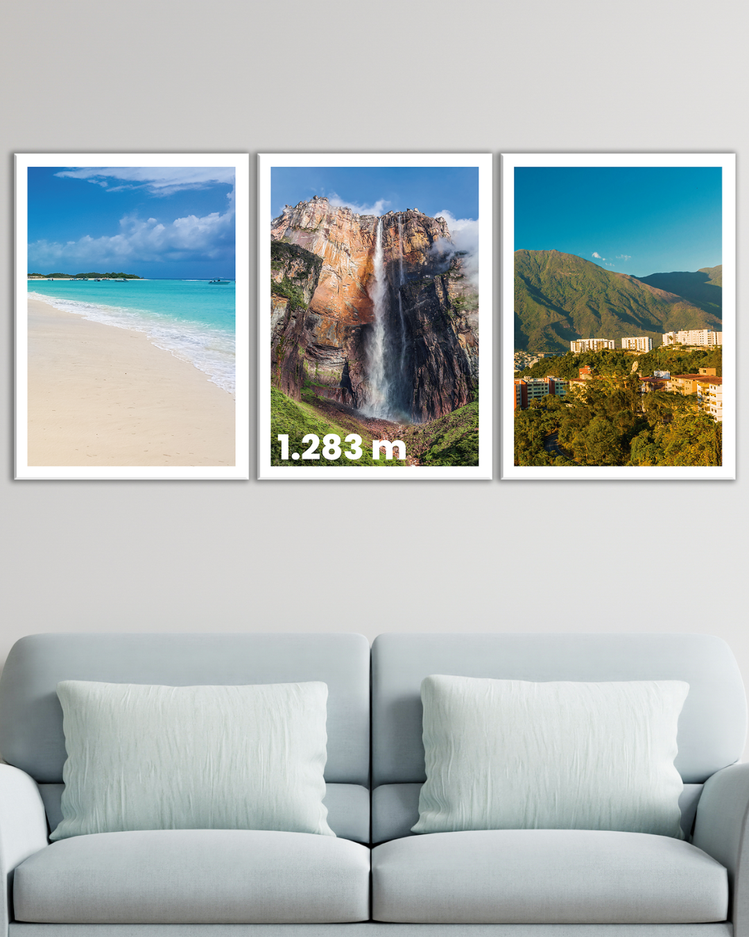 Cuadro Tríptico Venezuela | Playa, Salto Ángel y El Ávila