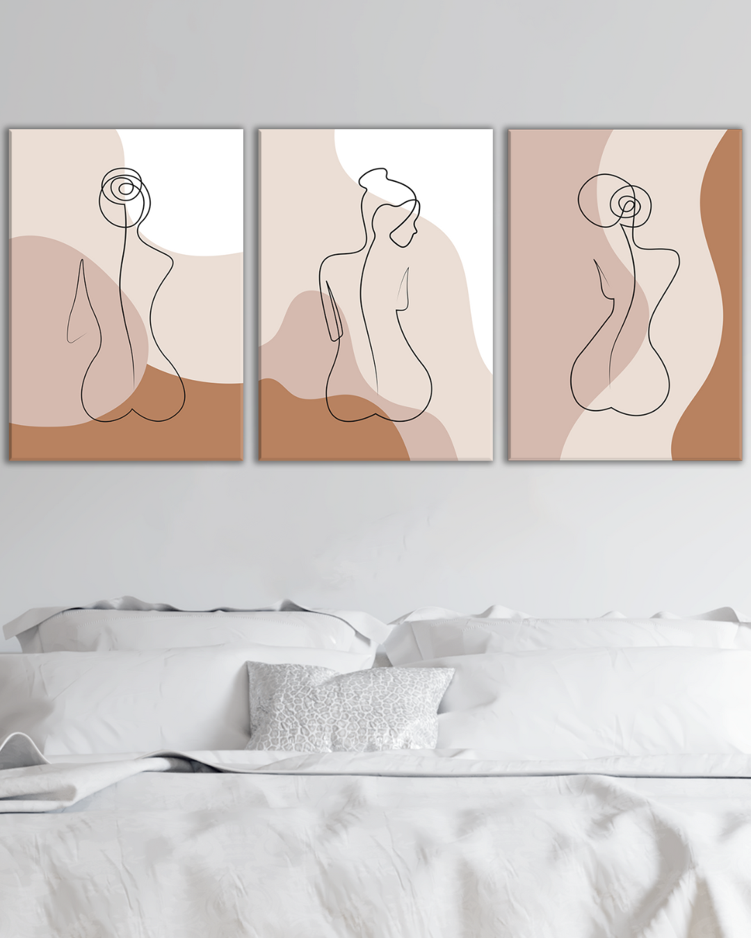 Cuadro Tríptico Minimalista | Siluetas Femeninas en Trazos de Línea