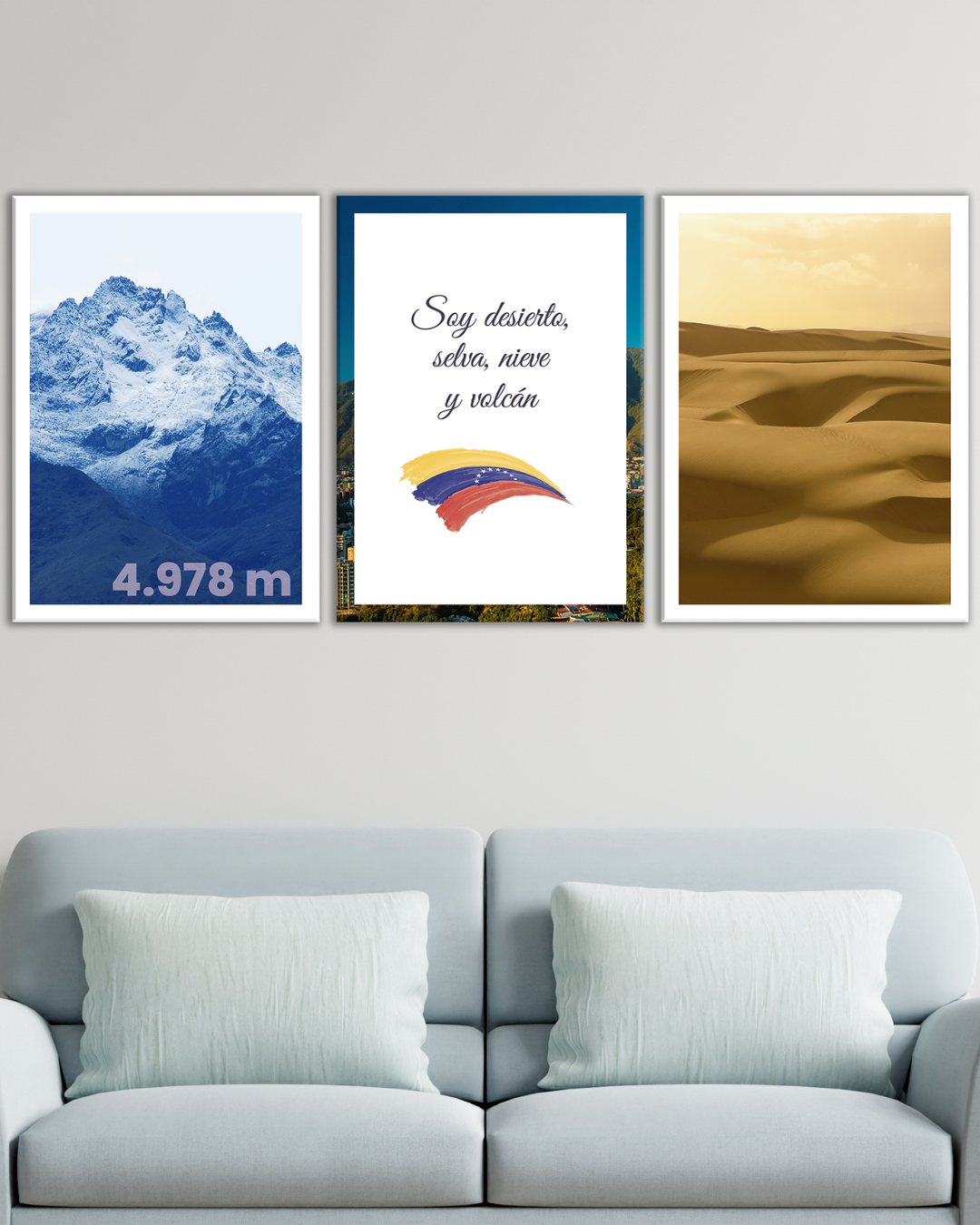 Cuadro Tríptico Venezuela | Pico Bolívar, Médanos de Coro