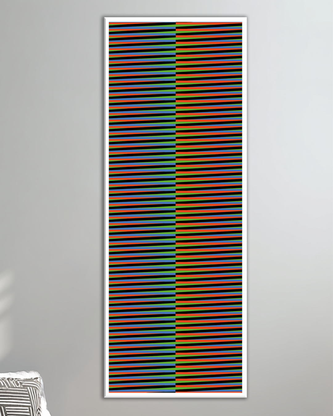 Cuadro moderno vertical con efecto cinético de colores vibrantes