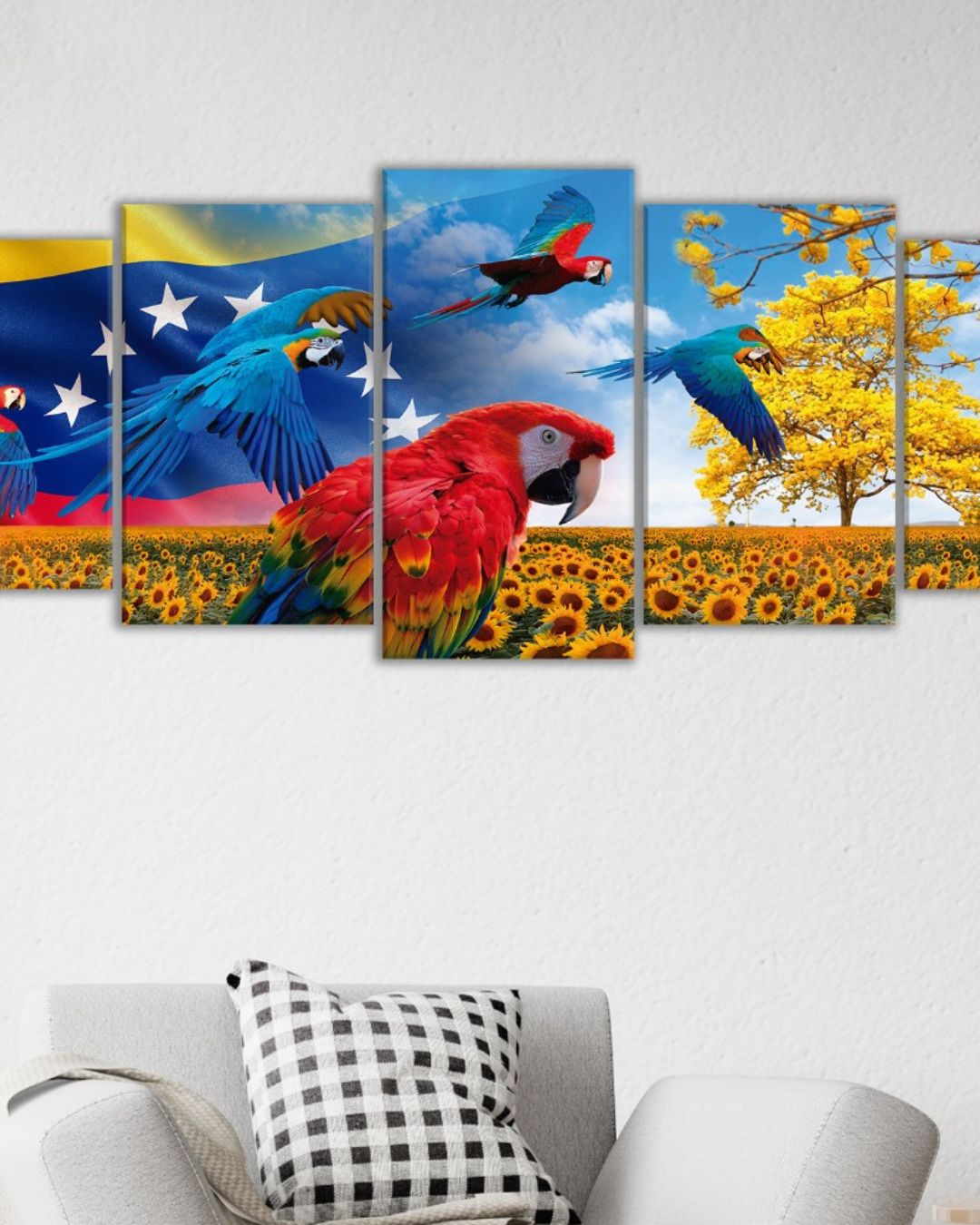 Cuadro de Guacamayas y Paisajes de Venezuela