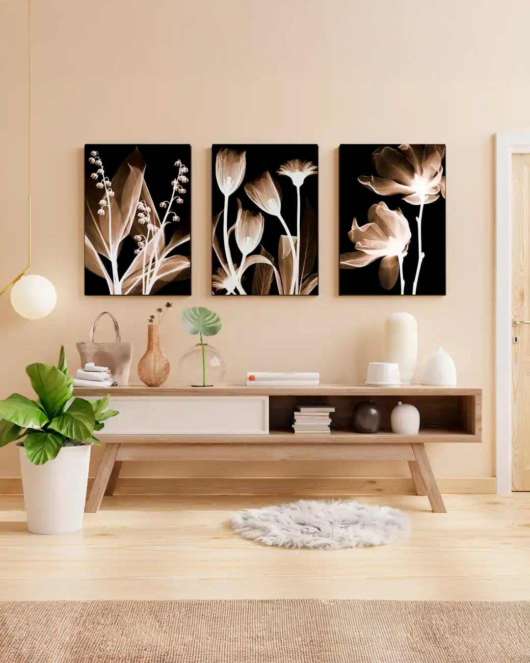 Tríptico Botánico Siluetas en Contraste