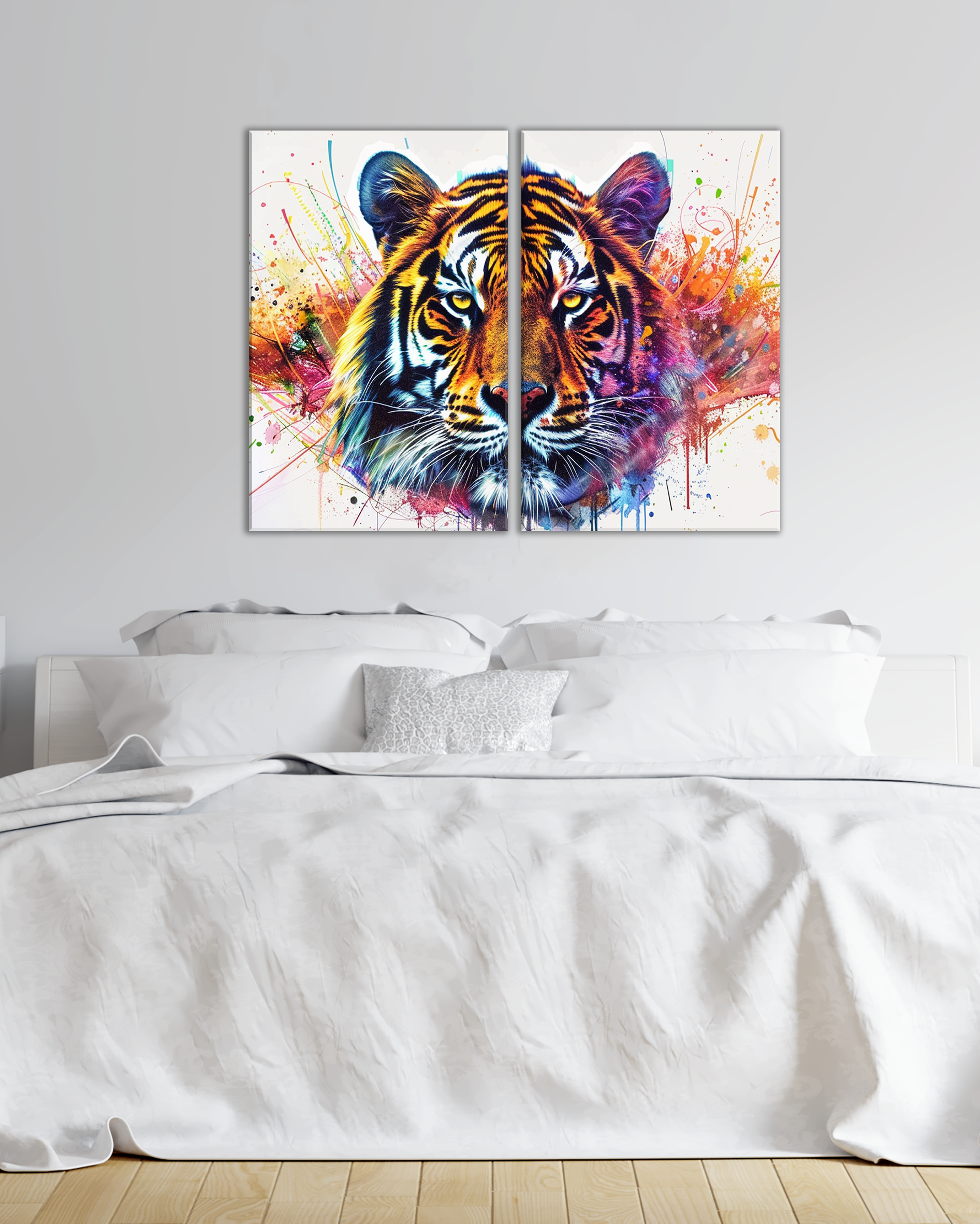 Cuadro Decorativo de Tigre Colorido, Arte Animal Moderno para Dormitorio