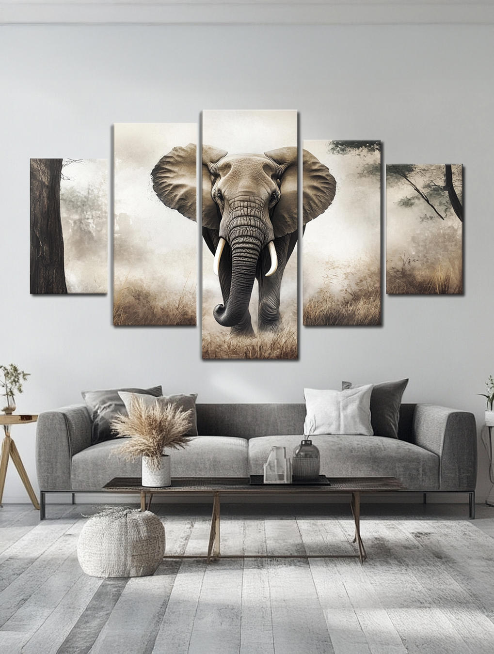 Cuadro decorativo de elefante, Arte salvaje para salón moderno